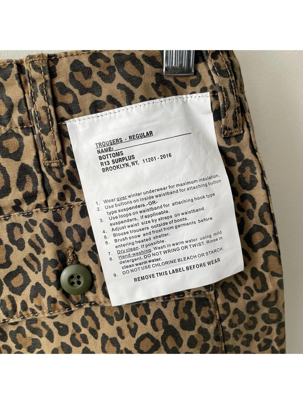 NWT ~ R13 Wide Leg Utility Pant in Leopard  Size 25 - Picture 5 of 7